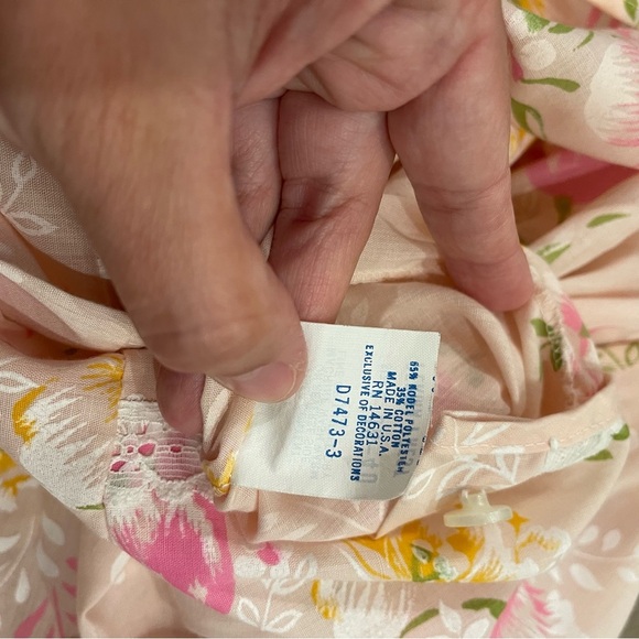 Vtg 70s Sears Perma Prest Long Robe Women’s Large Pink Floral Lace Ruffles USA - Picture 5 of 8